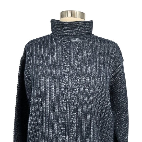 Toccin Turtleneck Sweater Navy Size S Pullover Long Sleeve Ribbed - Picture 2 of 8